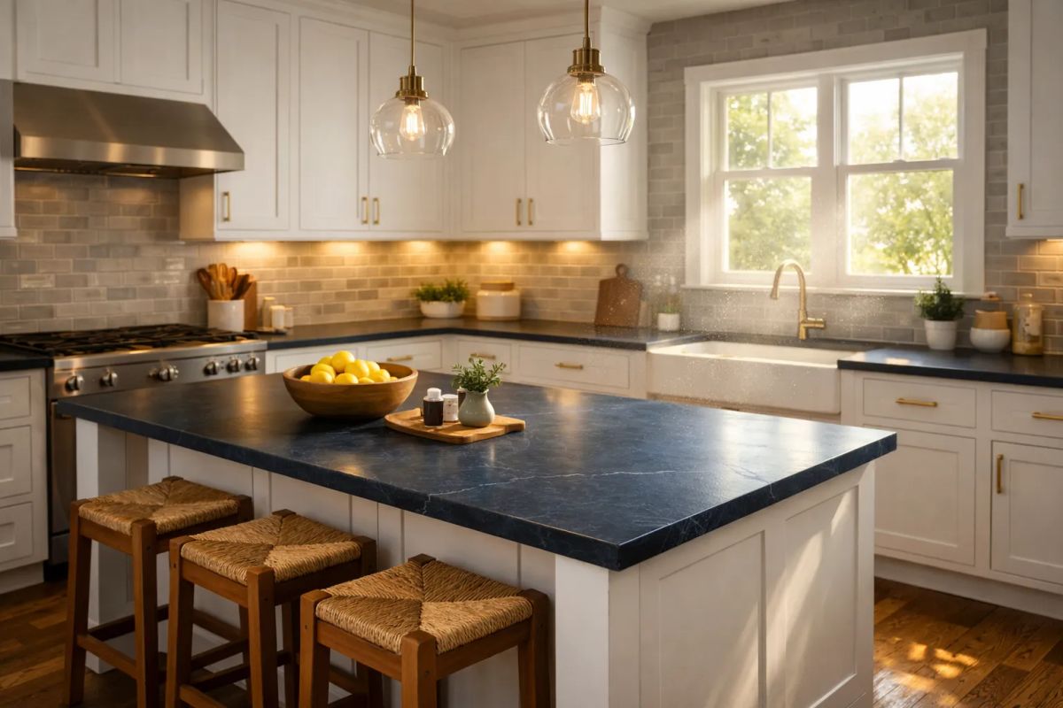 Finished kitchen lighting project by Arnold's Electrical Service