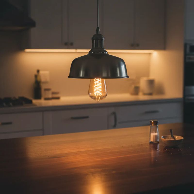 Electrician installing recessed kitchen lighting