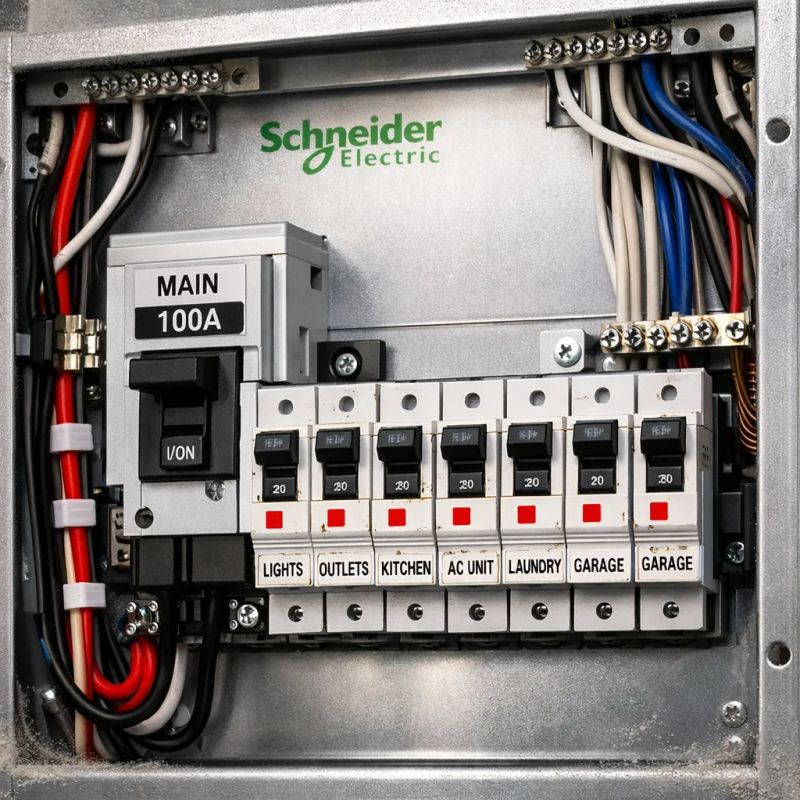 Modern electrical panel installed by Arnold's Electrical Service